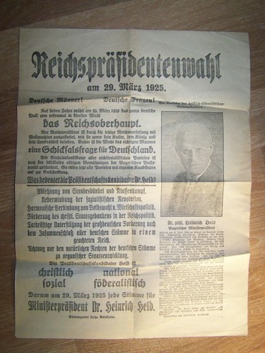 Reichspräsidentenwahl plakat - reichspräsidentenwahl,