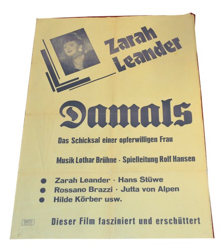 Filmplakat damals zarah - damals,,